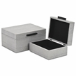 Pemberly Row Snakeskin Themed Vinyl Box Set of 2 with Black Handles in Gray
