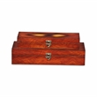 Pemberly Row Wooden Set of 2 Burlwood Veneer Storage Boxes with Latch