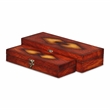 Pemberly Row Wooden Set of 2 Burlwood Veneer Storage Boxes with Latch