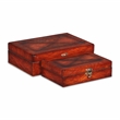 Pemberly Row Wooden Set of 2 Burlwood Veneer Latched Storage Boxes