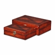 Pemberly Row Wooden Set of 2 Burlwood Veneer Latched Storage Boxes