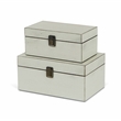 Pemberly Row Set of 2 Wooden Latched Keepsake Boxes in Off White