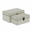 Pemberly Row Set of 2 Wooden Latched Keepsake Boxes in Off White