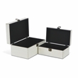 Pemberly Row Set of 2 Wooden Latched Keepsake Boxes in Off White