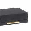 Pemberly Row Rectangular Decorative Box Set of 2 in Black Faux Croco