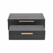 Pemberly Row Rectangular Decorative Box Set of 2 in Black Faux Croco