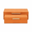 Pemberly Row Rectangular Decorative Box Set of 2 in Orange Faux Shagreen