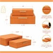 Pemberly Row Rectangular Decorative Box Set of 2 in Orange Faux Shagreen