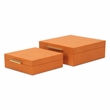 Pemberly Row Square Decorative Box Set of 2 in Orange Faux Shagreen