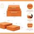 Pemberly Row Square Decorative Box Set of 2 in Orange Faux Shagreen