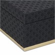Pemberly Row Vinyl Rattan Rectangular Box Set of 2 in Black with Gold Metal Base