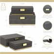 Pemberly Row Gray Woven Themed Rectangle Box Set of 2 with Gold Metal Base