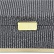 Pemberly Row Gray Woven Themed Rectangle Box Set of 2 with Gold Metal Base