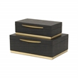 Pemberly Row Rectangular Gold Accented Box Set of 2 in Black Faux Shagreen
