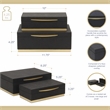 Pemberly Row Rectangular Gold Accented Box Set of 2 in Black Faux Shagreen