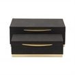Pemberly Row Rectangular Gold Accented Box Set of 2 in Black Faux Shagreen