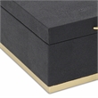 Pemberly Row Rectangular Gold Accented Box Set of 2 in Black Faux Shagreen