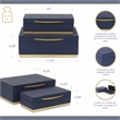 Pemberly Row Rectangular Gold Accented Box Set of 2 in Blue Faux Shagreen