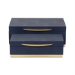 Pemberly Row Rectangular Gold Accented Box Set of 2 in Blue Faux Shagreen