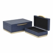 Pemberly Row Rectangular Gold Accented Box Set of 2 in Blue Faux Shagreen