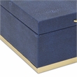 Pemberly Row Rectangular Gold Accented Box Set of 2 in Blue Faux Shagreen
