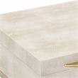 Pemberly Row Accent Box Set of 2 in Cream Faux Shagreen with Gold Metal Base