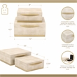 Pemberly Row Accent Box Set of 2 in Cream Faux Shagreen with Gold Metal Base