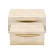 Pemberly Row Accent Box Set of 2 in Cream Faux Shagreen with Gold Metal Base
