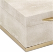 Pemberly Row Accent Box Set of 2 in Cream Faux Shagreen with Gold Metal Base