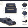 Pemberly Row Accent Box Set of 2 in Blue Faux Shagreen with Gold Metal Base