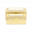 Pemberly Row Vinyl Woven Pattern Mirrored Box Set of 2 in Gold