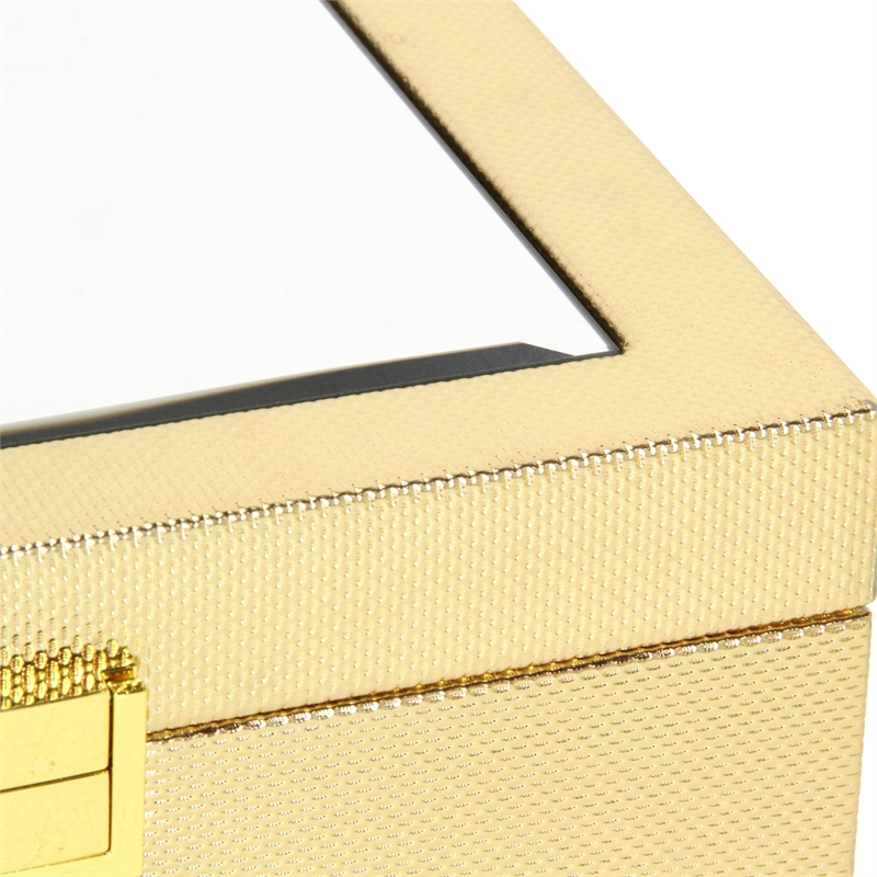 Pemberly Row Vinyl Woven Pattern Mirrored Box Set of 2 in Gold