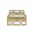 Pemberly Row Contemporary Set of 2 Overlayed Mirror Gold Keepsake Boxes