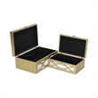 Pemberly Row Contemporary Set of 2 Overlayed Mirror Gold Keepsake Boxes