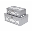 Pemberly Row Set of 2 Overlayed Mirror Silver Keepsake Boxes