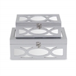 Pemberly Row Set of 2 Overlayed Mirror Silver Keepsake Boxes