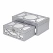 Pemberly Row Set of 2 Overlayed Mirror Silver Keepsake Boxes