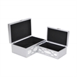 Pemberly Row Set of 2 Overlayed Mirror Silver Keepsake Boxes