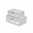 Pemberly Row Contemporary Set of 2 Overlayed Mirror White Keepsake Boxes