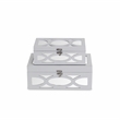 Pemberly Row Contemporary Set of 2 Overlayed Mirror White Keepsake Boxes