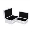 Pemberly Row Contemporary Set of 2 Overlayed Mirror White Keepsake Boxes
