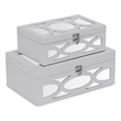Pemberly Row Contemporary Set of 2 Overlayed Mirror White Keepsake Boxes
