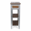 Pemberly Row Farmhouse Themed Wood and Galvanized Metal Side Table