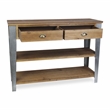 Pemberly Row Farmhouse Themed Wood and Galvanized Metal Console Table