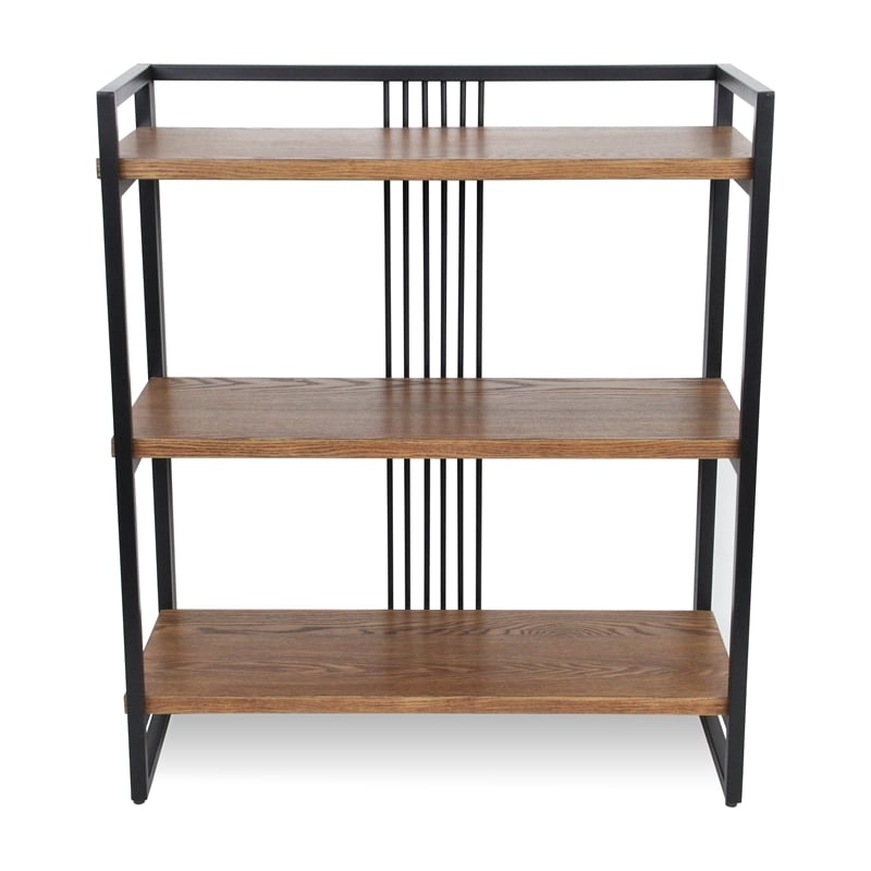 Pemberly Row Handmade Contemporary 3 Tier Metal Framed Wood Shelf