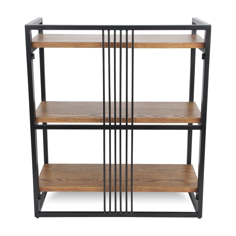 Pemberly Row Handmade Contemporary 3 Tier Metal Framed Wood Shelf
