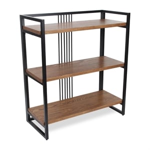 Pemberly Row Handmade Contemporary 3 Tier Metal Framed Wood Shelf