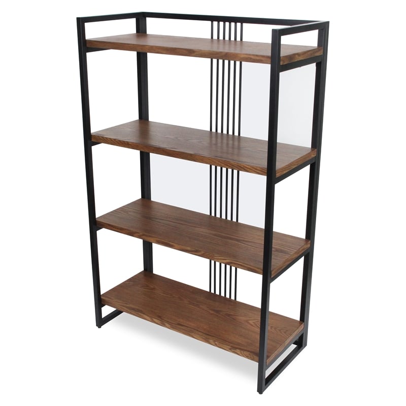 Pemberly Row Handmade Contemporary 4 Tier Metal Framed Wood Shelf