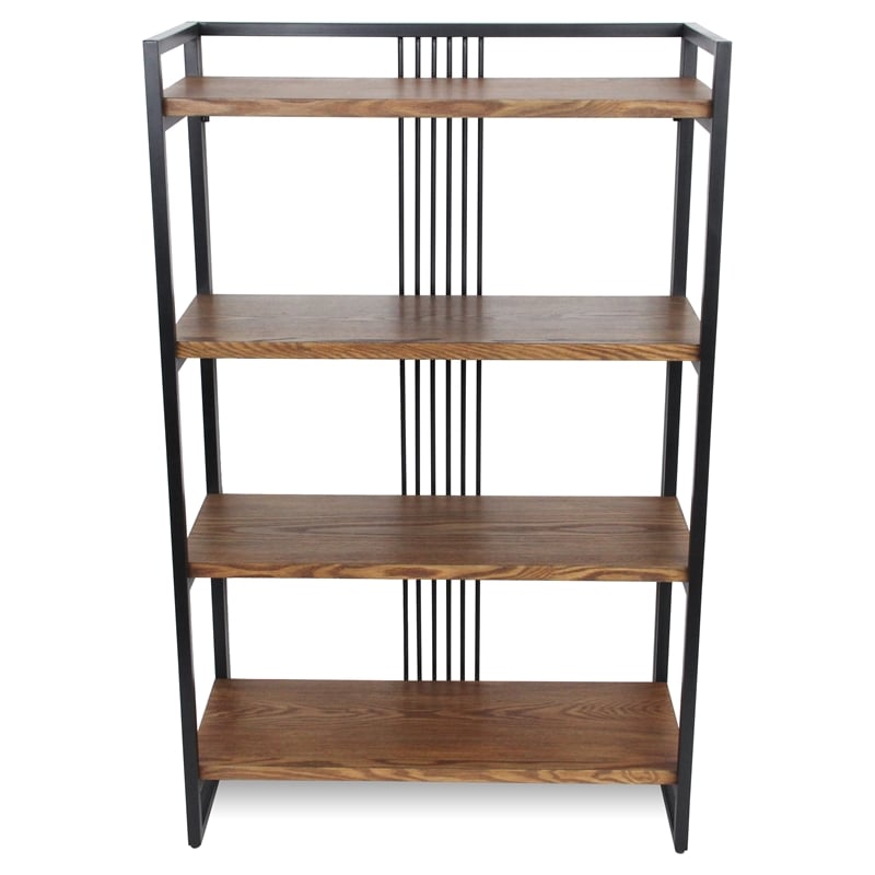 Pemberly Row Handmade Contemporary 4 Tier Metal Framed Wood Shelf