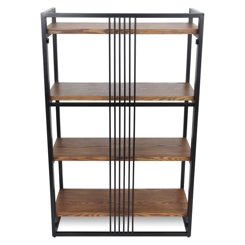 Pemberly Row Handmade Contemporary 4 Tier Metal Framed Wood Shelf
